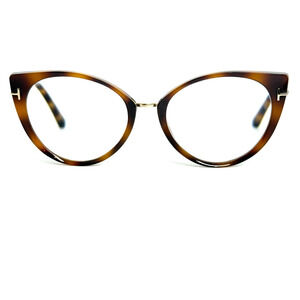 Tom Ford Gold Brown Tortoise Cat Eye Glasses Italy TF 5354 050 53 14 140 H19067